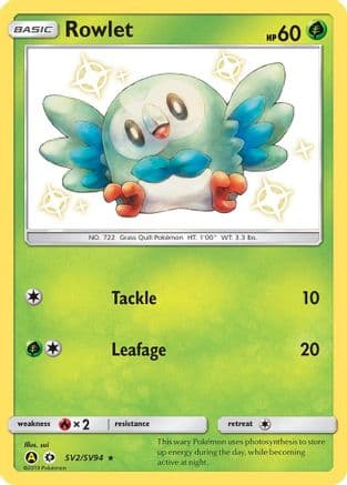 Rowlet — Hidden Fates: Shiny Vault Pokémon TCG card by sui