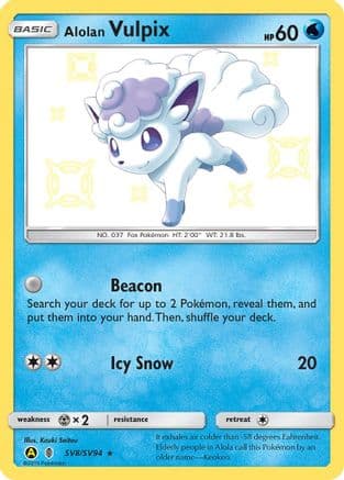 Alolan Vulpix — Hidden Fates: Shiny Vault Pokémon TCG card by Kouki Saitou