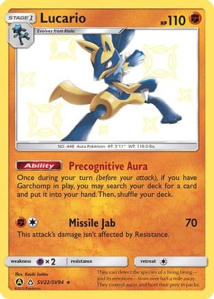 Lucario — Hidden Fates: Shiny Vault Pokémon TCG card by Kouki Saitou