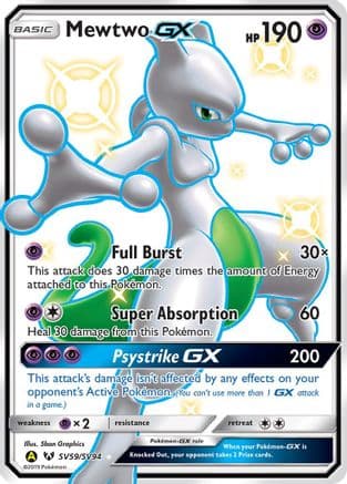 Mewtwo GX — Hidden Fates: Shiny Vault Pokémon TCG card by Sban Graphics