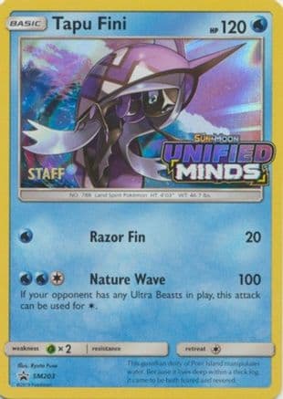 Tapu Fini - SM203 (Prerelease) [Staff] — SM Promos Pokémon TCG card by Ryuto Fuse