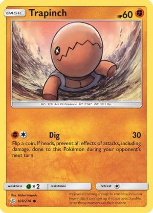 Trapinch - 108/236 — SM - Cosmic Eclipse Pokémon TCG card by Midori Harada