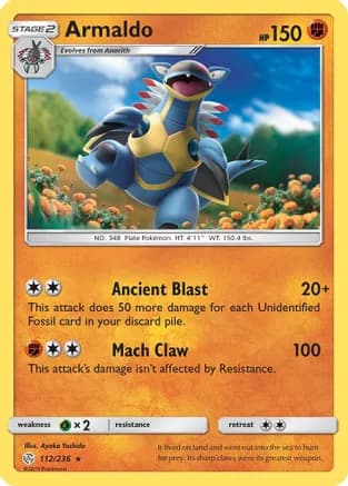 Armaldo — SM - Cosmic Eclipse Pokémon TCG card by Ayaka Yoshida