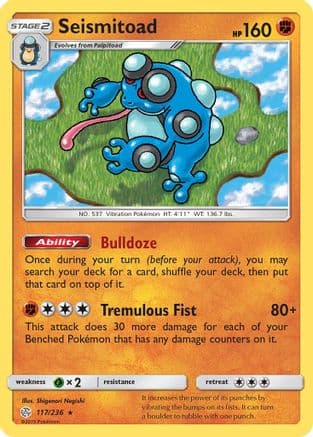 Seismitoad — SM - Cosmic Eclipse Pokémon TCG card by Shigenori Negishi