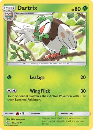 Dartrix — SM - Cosmic Eclipse Pokémon TCG card by Akira Komayama