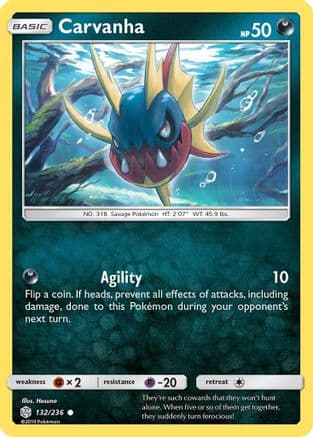 Carvanha — SM - Cosmic Eclipse Pokémon TCG card by Hasuno