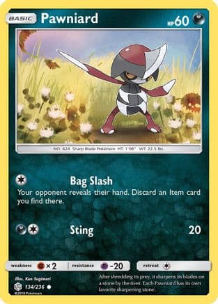 Pawniard — SM - Cosmic Eclipse Pokémon TCG card by Ken Sugimori