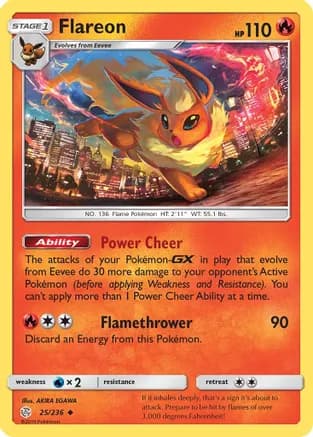 Flareon — SM - Cosmic Eclipse Pokémon TCG card by AKIRA EGAWA
