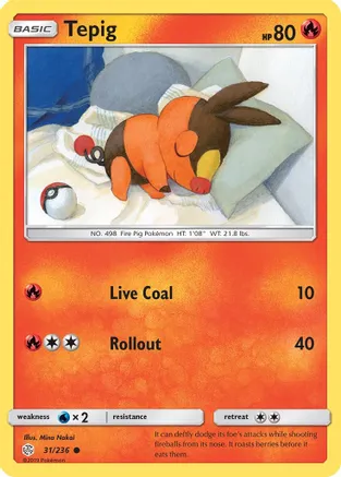 Tepig — SM - Cosmic Eclipse Pokémon TCG card by Mina Nakai