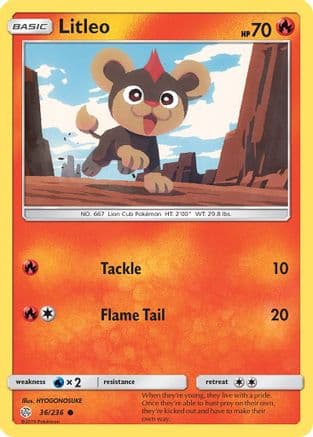 Litleo — SM - Cosmic Eclipse Pokémon TCG card by HYOGONOSUKE
