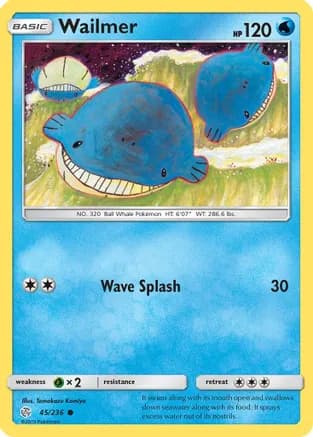 Wailmer — SM - Cosmic Eclipse Pokémon TCG card by Tomokazu Komiya