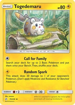 Togedemaru - 73/236 — SM - Cosmic Eclipse Pokémon TCG card by Bun Toujo