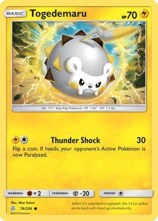 Togedemaru - 74/236 — SM - Cosmic Eclipse Pokémon TCG card by Misa Tsutsui