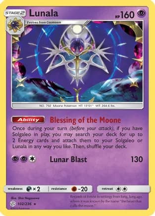 Lunala — SM - Cosmic Eclipse Pokémon TCG card by Shin Nagasawa