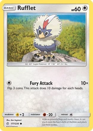 Rufflet — SM - Cosmic Eclipse Pokémon TCG card by Ken Sugimori