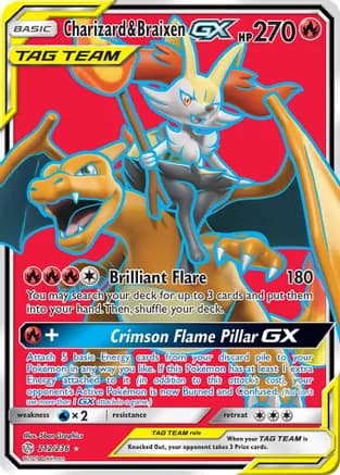 Charizard & Braixen GX (Full Art) — SM - Cosmic Eclipse