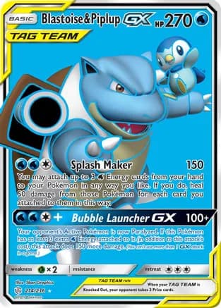 Blastoise & Piplup GX (Full Art) — SM - Cosmic Eclipse