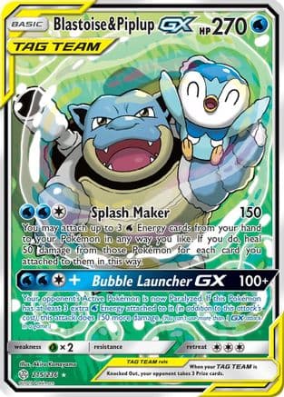 Blastoise & Piplup GX (Alternate Full Art) — Pokémon TCG card