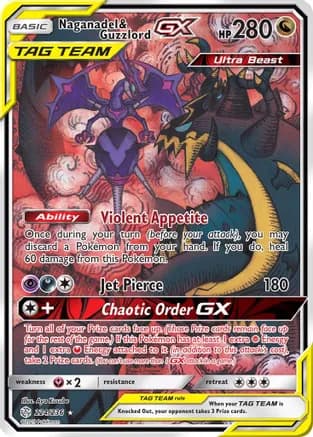 Naganadel & Guzzlord GX (Alternate Full Art) — SM - Cosmic Eclipse