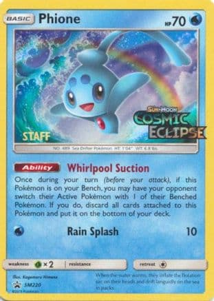 Phione - SM220 (Prerelease) [Staff] — SM Promos Pokémon TCG card by Glubbroom