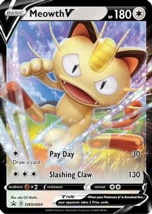 Meowth V - SWSH004 — SWSH: Sword & Shield Promo Cards