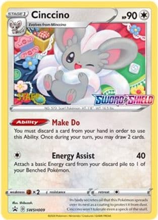 Cinccino - SWSH009 (Prerelease) [Staff] — SWSH: Sword & Shield Promo Cards Pokémon TCG card by Misa Shibuzaki
