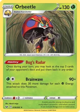 Orbeetle — SWSH01: Sword & Shield Base Set Pokémon TCG card by Hitoshi Ariga