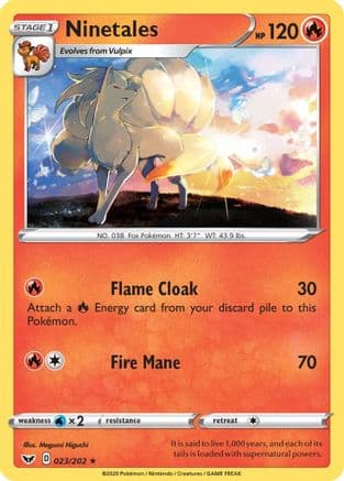 Ninetales — SWSH01: Sword & Shield Base Set Pokémon TCG card by Megumi Higuchi