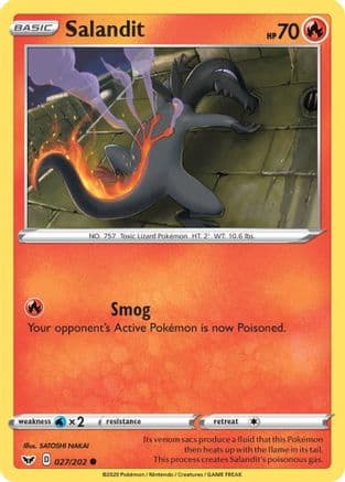 Salandit — SWSH01: Sword & Shield Base Set Pokémon TCG card by Sekio