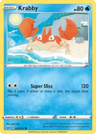 Krabby (043) — SWSH01: Sword & Shield Base Set