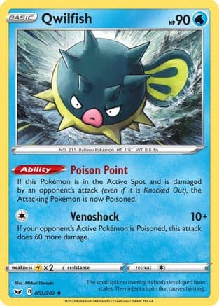 Qwilfish — SWSH01: Sword & Shield Base Set Pokémon TCG card by Midori Harada