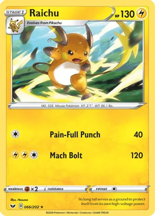 Raichu — SWSH01: Sword & Shield Base Set Pokémon TCG card by Hasuno
