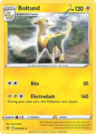 Boltund (076) — SWSH01: Sword & Shield Base Set Pokémon TCG card by Kouki Saitou