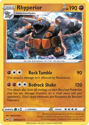 Rhyperior — SWSH01: Sword & Shield Base Set Pokémon TCG card by Satoshi Shirai