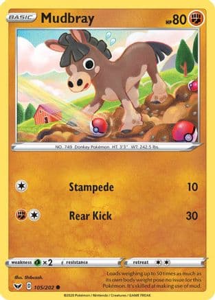 Mudbray — SWSH01: Sword & Shield Base Set Pokémon TCG card by Shibuzoh.