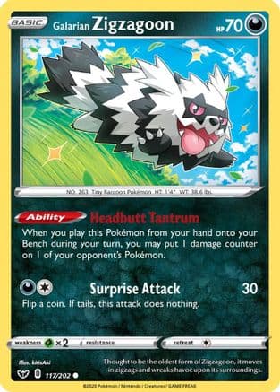 Galarian Zigzagoon — SWSH01: Sword & Shield Base Set Pokémon TCG card by kirisAki