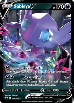 Sableye V — SWSH01: Sword & Shield Base Set Pokémon TCG card by Eske Yoshinob