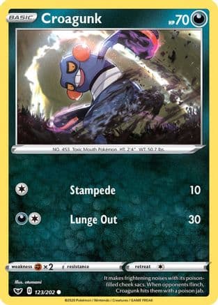 Croagunk — SWSH01: Sword & Shield Base Set Pokémon TCG card by otumami