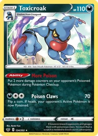 Toxicroak — SWSH01: Sword & Shield Base Set Pokémon TCG card by Ryuta Fuse