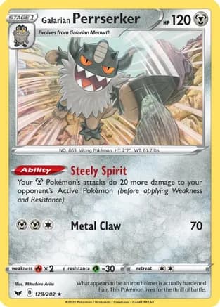Galarian Perrserker — SWSH01: Sword & Shield Base Set Pokémon TCG card by Mitsuhiro Arita