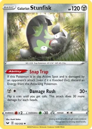 Galarian Stunfisk — SWSH01: Sword & Shield Base Set Pokémon TCG card by Kouki Saitou