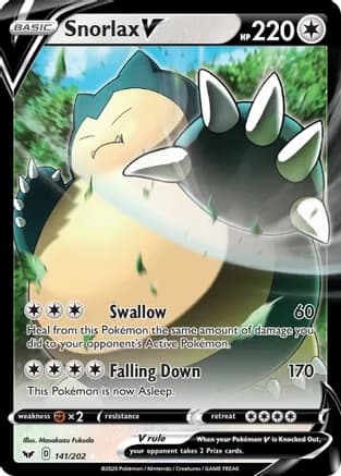 Snorlax V — SWSH01: Sword & Shield Base Set Pokémon TCG card by Masakazu Fukuda