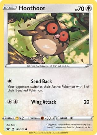 Hoothoot — SWSH01: Sword & Shield Base Set Pokémon TCG card by Yumi