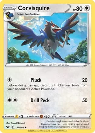 Corvisquire — SWSH01: Sword & Shield Base Set Pokémon TCG card by Anesaki Dynamic