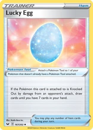 Lucky Egg — SWSH01: Sword & Shield Base Set Pokémon TCG card by Studio Bora Inc.