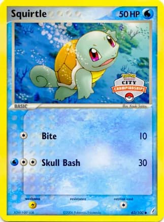 Squirtle - 63/100 (City Championships) — League & Championship Cards