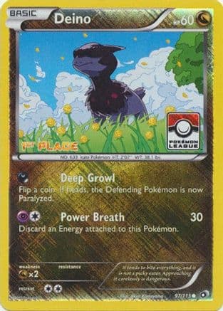Deino - 97/113 (Pokemon League) [1st Place] — League & Championship Cards Pokémon TCG card by Pla-Blade