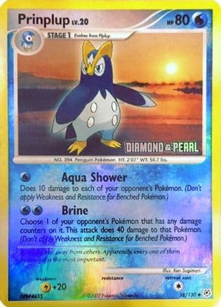 Prinplup - 58/130 [Diamond & Pearl] — Burger King Promos Pokémon TCG card by Ken Sugimori