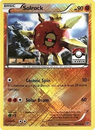 Solrock - 64/146 (Pokemon League) [1st Place] — League & Championship Cards