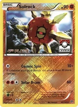 Solrock - 64/146 (Pokemon League) [4th Place] — League & Championship Cards